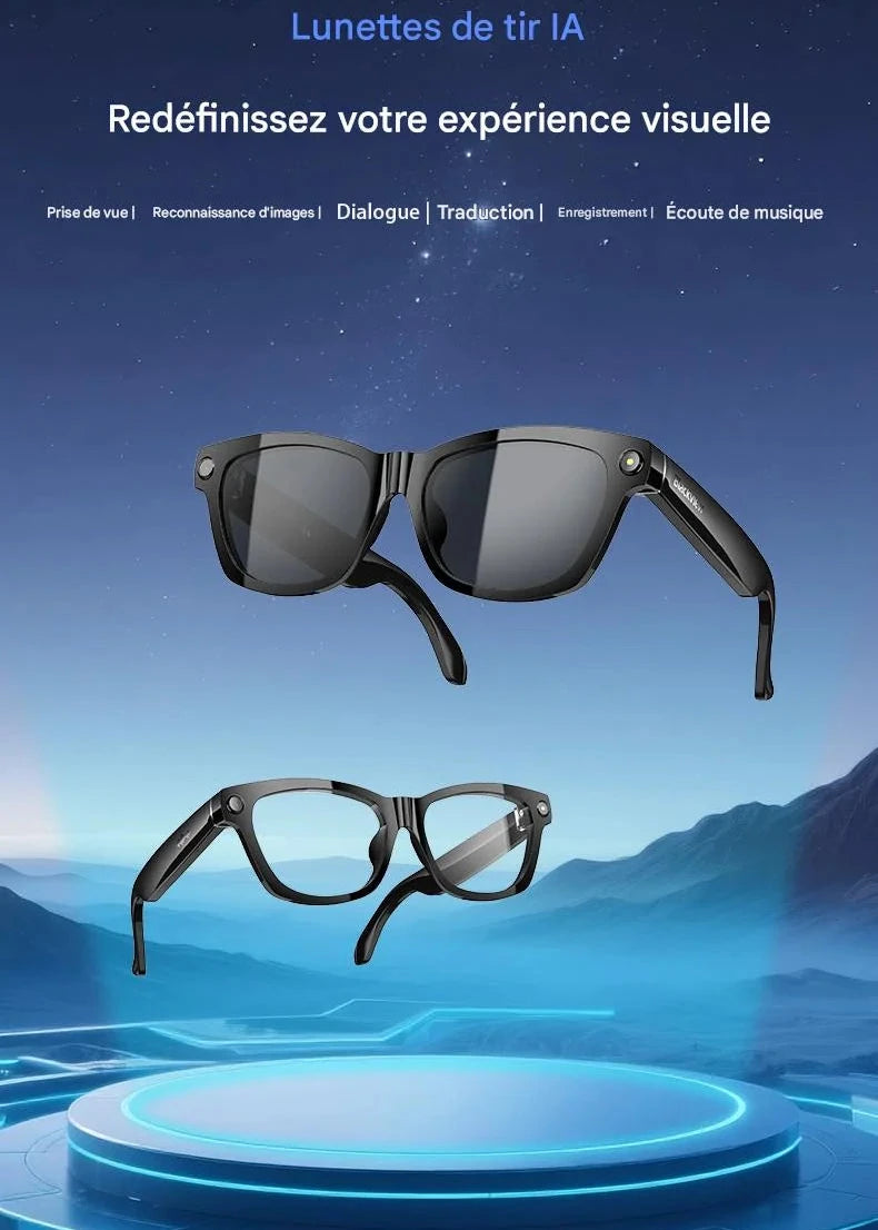 Blackview BV100 – Lunettes Intelligentes IA avec Caméra 8 MP – Appels Bluetooth + Assistant Vocal