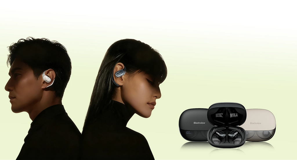 Blackview AirBuds 300 – Écouteurs Intra-Auriculaire OWS à Oreille Ouverte – IPX5 Étanchéité – Affichage Numérique Batterie – Micro ENC Réduction de Bruit – Bluetooth 6.0